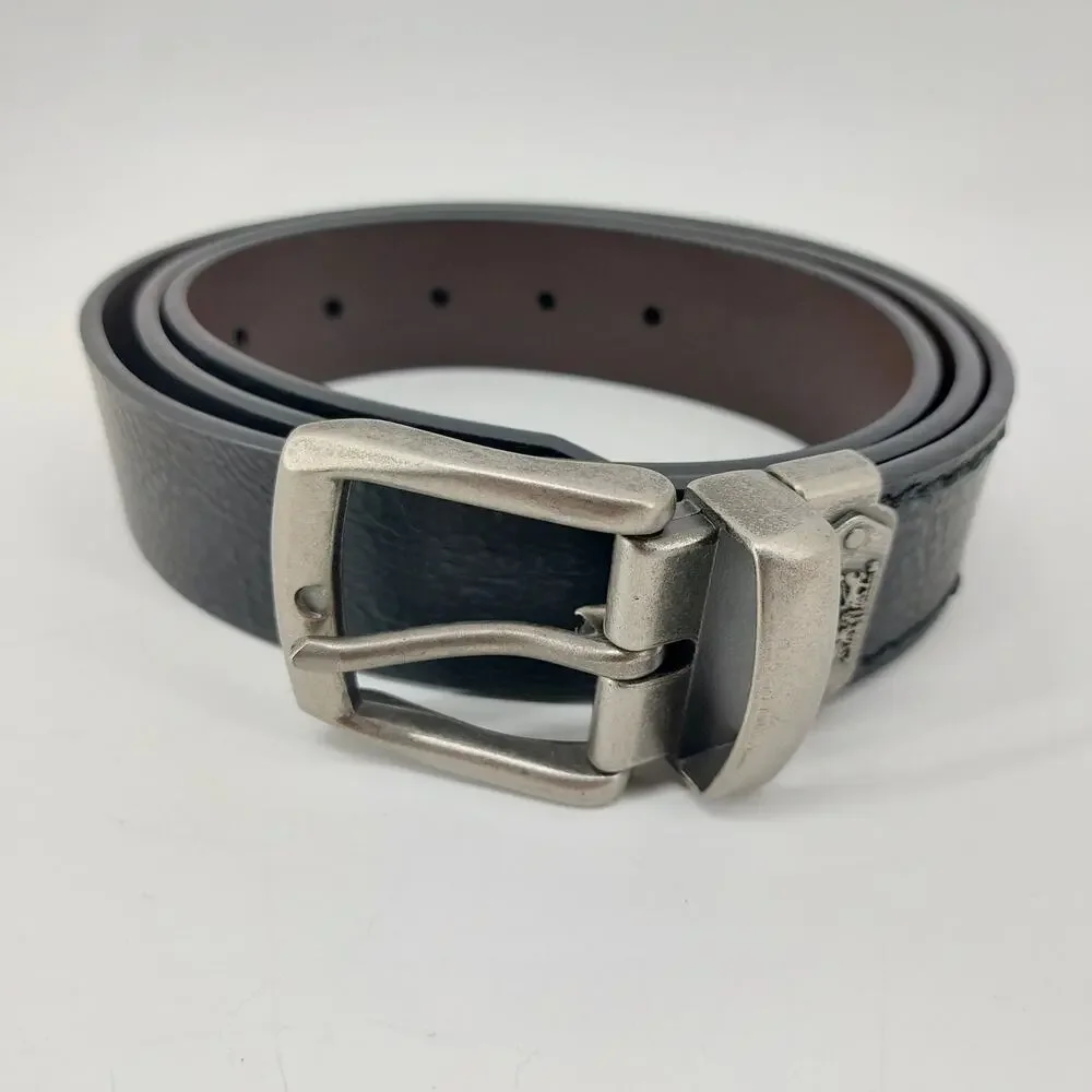 Levis Belt Black Brown Silver Tone Buckle 42-44 XL Men's